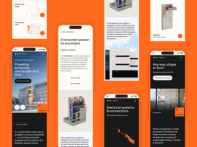 Architectural Solar Products Mobile Website Design architecture b2b building button homepage illustration manufacturing mobile mobile site mobile site design modern product product page solar tech ui ui design uiux web website