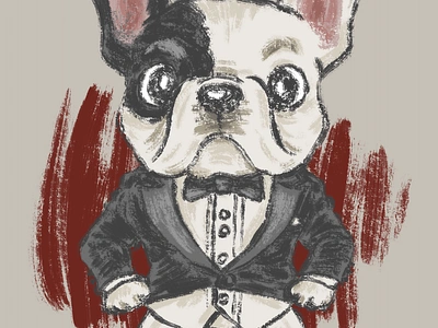 French bulldog in tuxedo animal character character design dog illustration pet