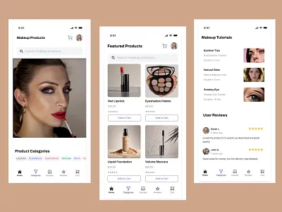 Makeup / Cosmetic / Beauty Products App Design app design app ui beauty beauty app beauty care beauty product branding cosmetic ecommerce ecommerce app makeup makeup app makeup products mobile design mobile ui product design skin care skin product ui design ux design