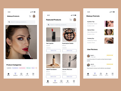 Makeup / Cosmetic / Beauty Products App Design app design app ui beauty beauty app beauty care beauty product branding cosmetic ecommerce ecommerce app makeup makeup app makeup products mobile design mobile ui product design skin care skin product ui design ux design