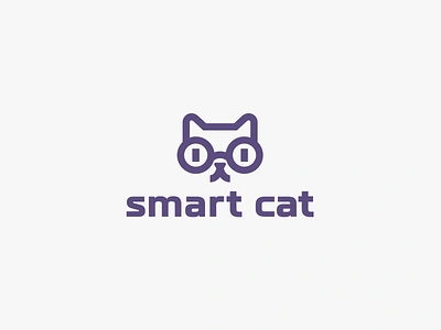 Smart cat cat character logo logotype minimalism smart zoo