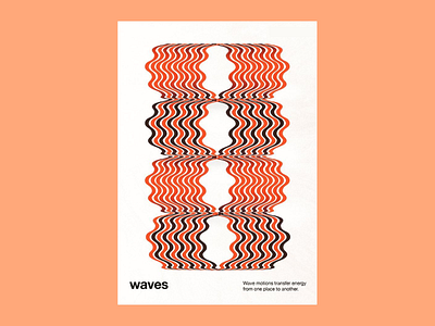 Wave Motion Poster abstract poster artistic composition balanced layout bold shapes clean aesthetics conceptual design creative creative symmetry design geometric patterns high contrast minimalist layout modern typography orange and black theme patterns repetitive elements visual rhythm wave wave design wavy lines