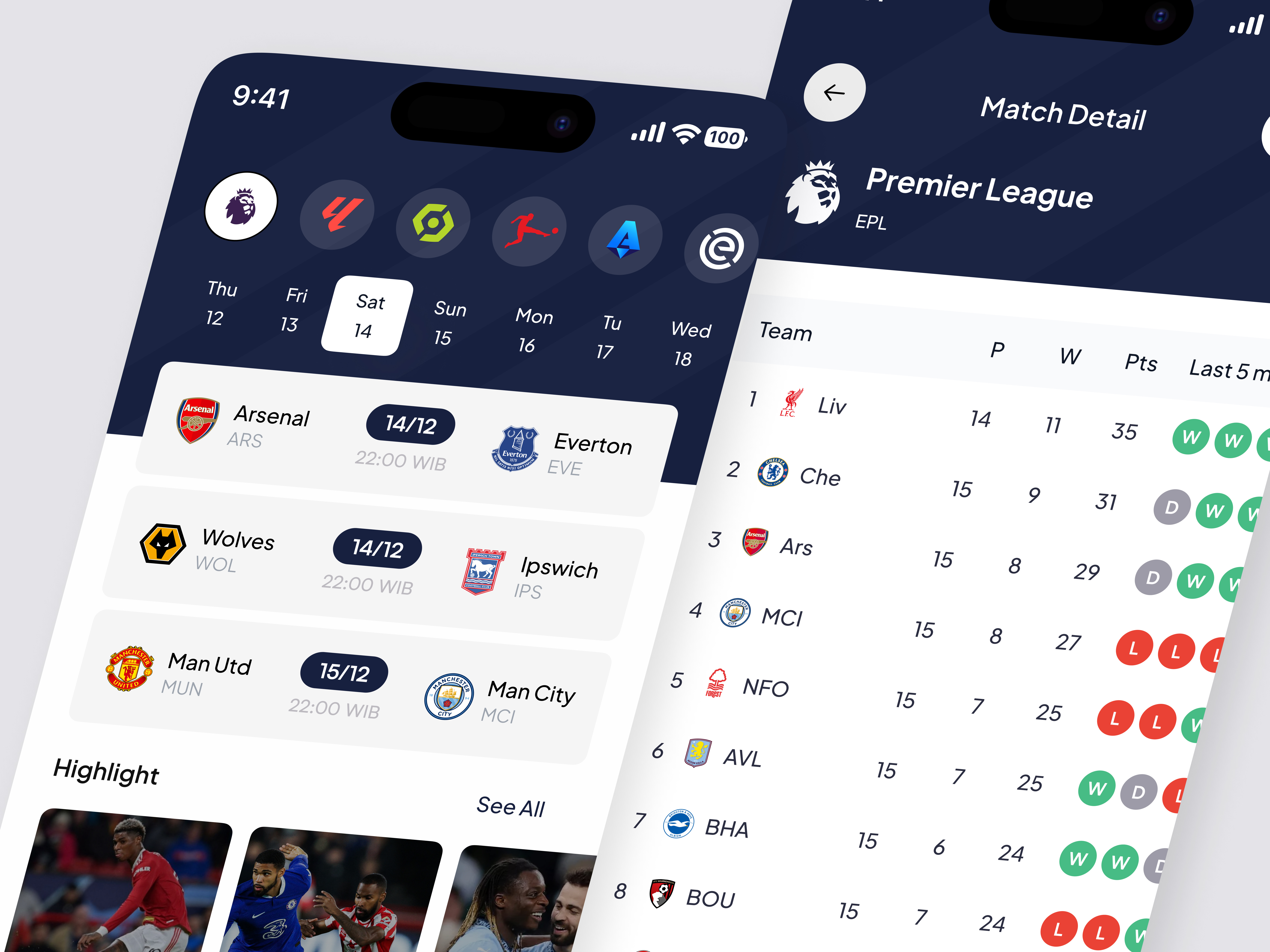 Example of ScoreSide - Live Score App