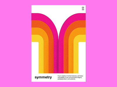 Symmetry Concept Poster abstract poster bold shapes clean composition creative creative design gradient patterns high contrast minimalist layout modern modern aesthetics orange orange and pink theme repetitive patterns retro retro style rounded shapes symmetry design vibrant colors visual balance yellow