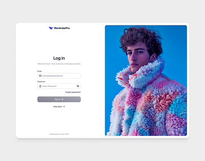 WardrobePro login screen clean ui dashboard design figma framer inventory inventory management login login screen minimal product design sign in ui ui design ui designer user interface web design webflow