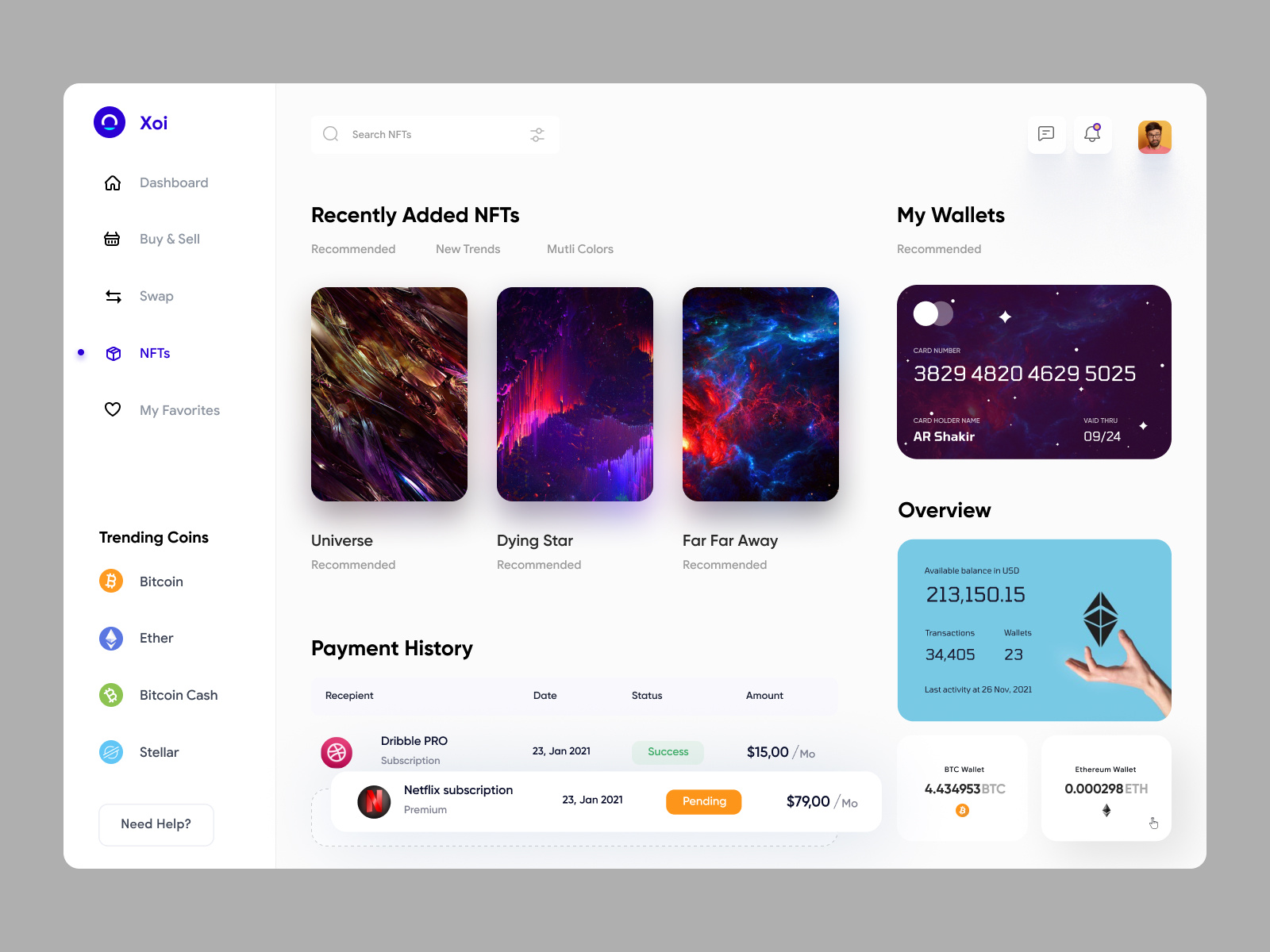 Example of NFT Dashboard