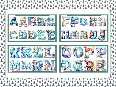 Winter Alphabet adobe photoshop alphabet creative design digital art graphic design illustration letter number