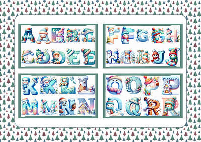 Winter Alphabet adobe photoshop alphabet creative design digital art graphic design illustration letter number