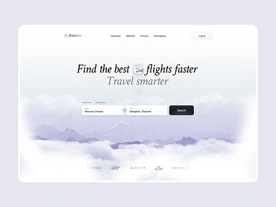 Landing Page Hero Exploration bachanek clouds fligts hero illustration kamil key landing microdose page search sky ui ux visual website