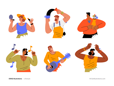 Swag illustrations barista character design coffee daily fashion flat getillustrations human illustrations icons illustration lifestyle man music party people plant swag vector vector illustrations woman