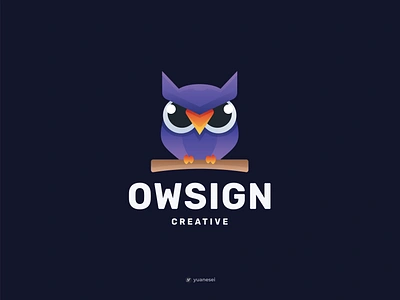 OWSIGN Creative Logo Design animal animal logo branding character design color colorful design developer gradient icon logo logo design logo designer modern owl owl logo smart wise