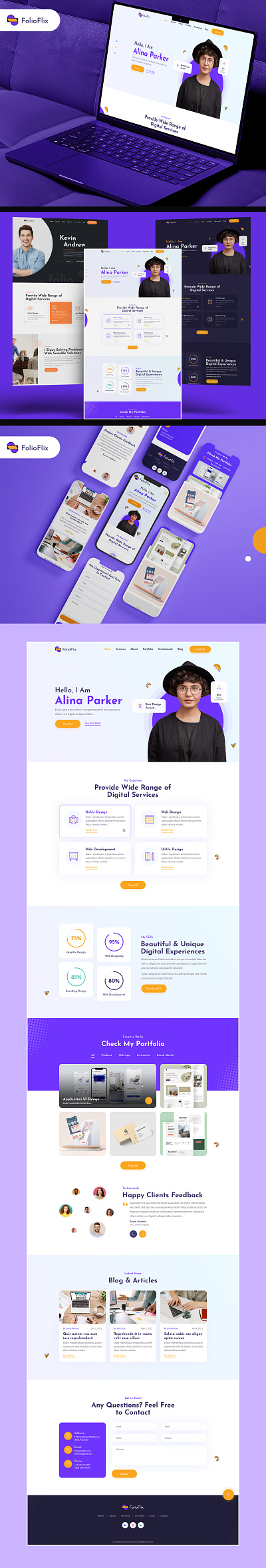 Web Design for a Personal Portfolio custom web design figma graphic design interaction design responsive design ui design uxui design web design