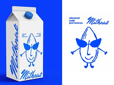 MILKNUT ALMOND MILK BRANDING AND PACKAGING DESIGN almond almond milk bottle design brand identity brand identity design branding design graphic design hand drawn illustration logo logo design milk bottle milk bottle design organic packaging packaging design plant based vegan