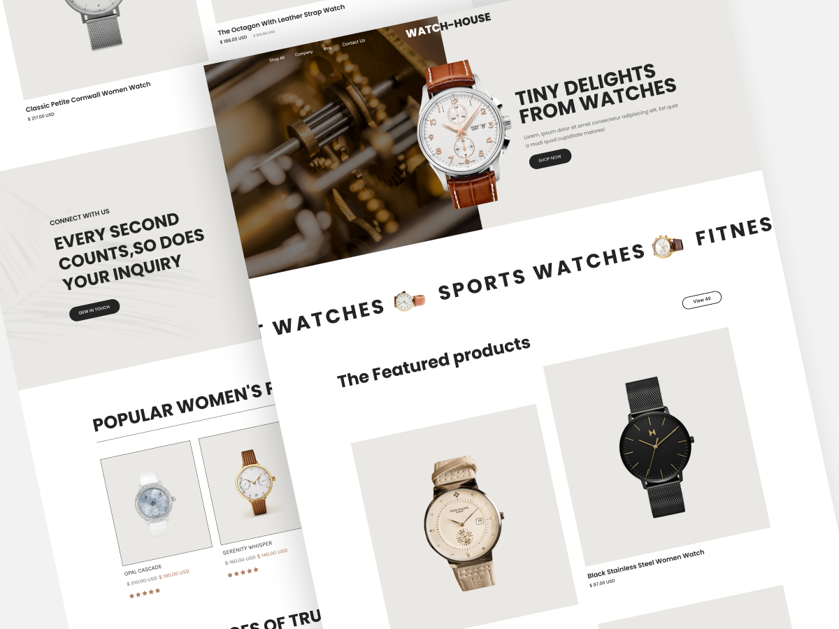 WatchHouse Accessories accessories fashion landing page luxurywatch uiux user interface watch watch house web design website