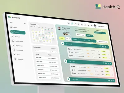 HealthIQ Patient Management Dashboard abhalink dashboarddesign digitaltransformation ehr healthcareefficiency healthcareinnovation healthcareprofessionals healthcaresolutions healthit healthmanagement healthtech medicaldashboard medicalrecords modern patientcare patientmanagement ui uiux ux dashboard uxdesign