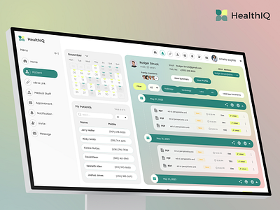 HealthIQ Patient Management Dashboard abhalink dashboarddesign digitaltransformation ehr healthcareefficiency healthcareinnovation healthcareprofessionals healthcaresolutions healthit healthmanagement healthtech medicaldashboard medicalrecords modern patientcare patientmanagement ui uiux ux dashboard uxdesign