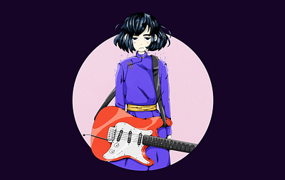 Guitar girl (NFT idea) character design guitar illustration illustrator nft vector