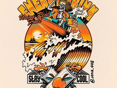 STAY COOL "ENERGY DRINK" ILLUSTRATION art branding can design design energy drink graphic design illustration logo surfing vector waves
