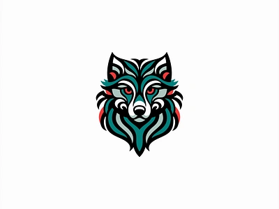 Tribal Wolf Logo abstract animal branding colors design dog emblem icon identity illustration logo mark modern mystic nature sports symbol tribal vector wolf