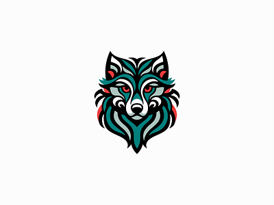 Tribal Wolf Logo abstract animal branding colors design dog emblem icon identity illustration logo mark modern mystic nature sports symbol tribal vector wolf