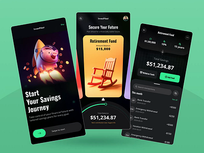 Dynamic UI for Smart Finance Management App animation dak mode app ui dark mode ui design agency finance app finance app ui finance mobile app graphic design illustration indian design agency mobile app ui motion graphics savings app ui savings ui ui ux