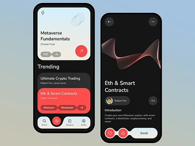 Crypto Learning Mobile App app app ui app ui design blockchain crypto crypto app crypto ui cryptocurrency design education eth finance app invest learning app mobiel app tarding app trading ui ux ux design