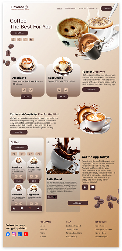 COFFEE LANDING PAGE figma landing page ui ux