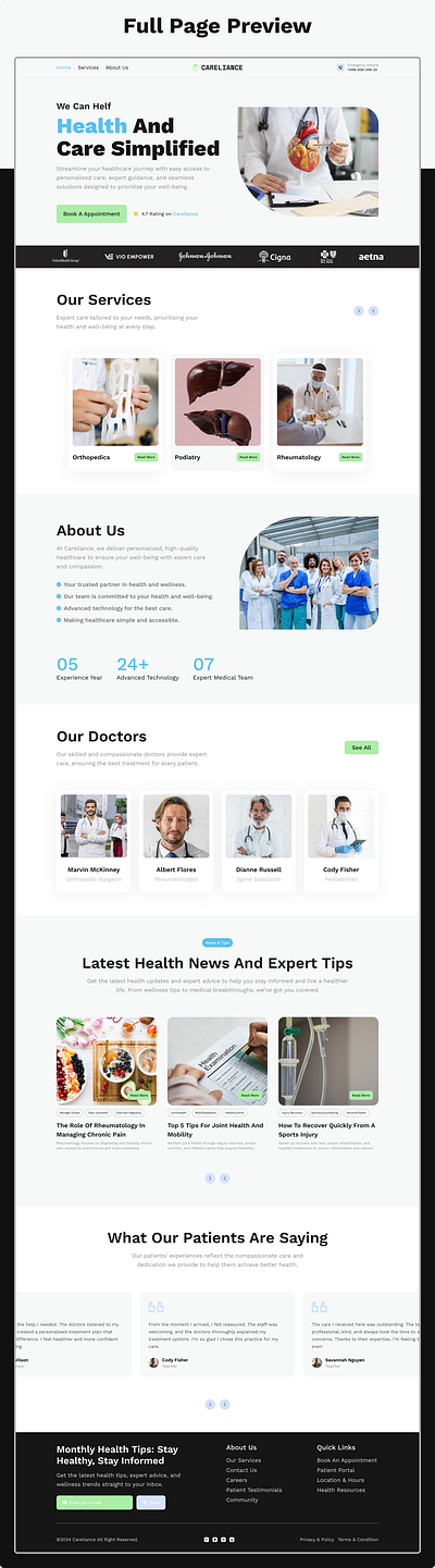 Health Care Service Website Design clean design digital healthcare health tech healthcare design medical website modern interface responsive design uiux design user experience web design