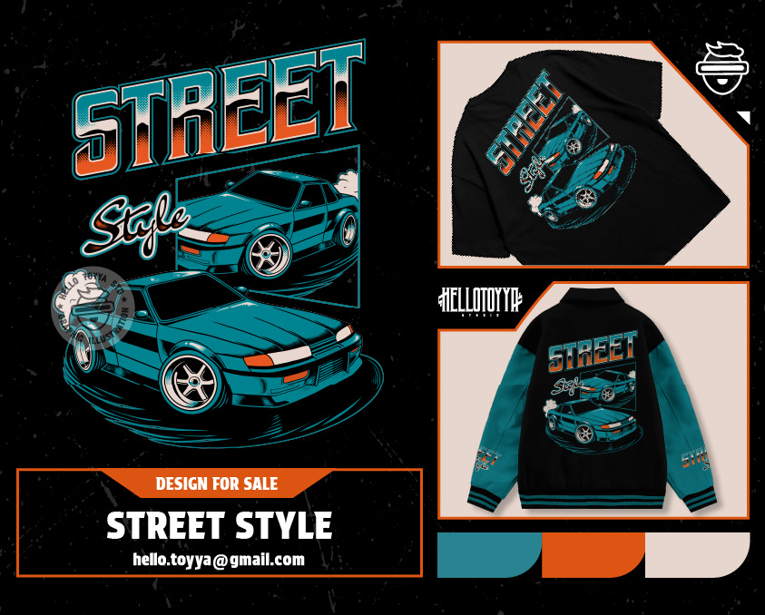 (DESIGN FOR SALE) Street Style Car Illustration Tshirt Design apparel artwork automotive branding car classic clothing design design for sale driving graphic design illustration racing retro street streetwear style tshirt design vintage