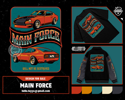 (DESIGN FOR SALE) Main Force Car Illustration Tshirt Design artwork automotive branding car clothing design for sale graphic design illustration main force old car retro streetwear tshirt design unique vintage