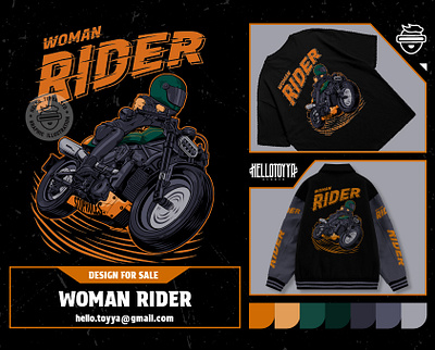 (DESIGN FOR SALE) Woman Rider Illustration Tshirt Design apparel art artwork automotive branding clothing clothing brand design for sale graphic design harley illustration motorcycle rider streetwear touring tshirt design woman