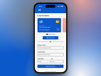 Payment Options with Card - Mobile App blue credit card mobile mobile design payment payment options scan card ui white