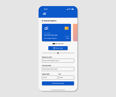 Payment Options with Card credit card mobile mobile design payment payment options ui