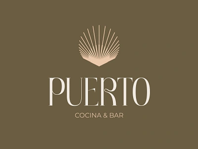 Puerto Cocina & Bar brand identity cocina lineart mexican food minimal monoline oyter seafood shell logo typography visual identity