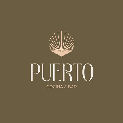 Puerto Cocina & Bar brand identity cocina lineart mexican food minimal monoline oyter seafood shell logo typography visual identity