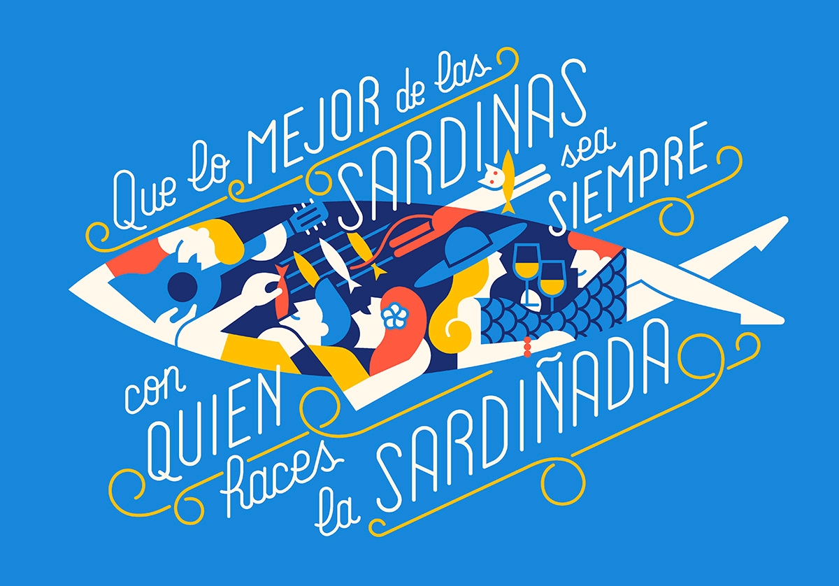 Abanca calendar adobe illustrator blue design draw fun geometry happy icons illustration lettering lineart logo design party poster sardine sketch summer vector