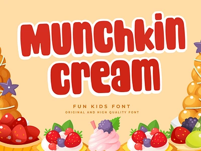 Munchkin Cream – Fun Kids Font bold branding cartoon children display font font fun funny gaming kids movie playful poster youtube