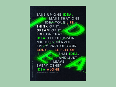 Inspirational Poster Design 3d text effect action oriented poster balck bold bold lettering color contrast emphasis on idea energy focus driven concept green inspirational minimalistic modern modern design style motivational typography self improvement success themed design text textured background typographic