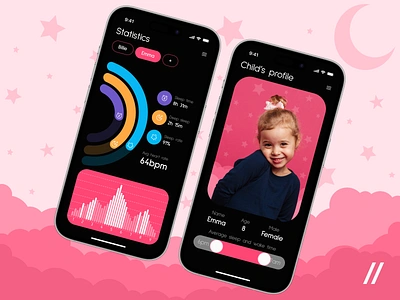 Child Sleep Tracker Mobile iOS App android app app design dashboard design for parents health healthtech interface ios kids mobile mobile app mobile ui purrweb agency sleep tracker statistics ui ux