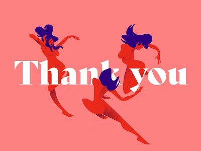 Thank You character colors dance dancing flat hair illustration joy woman