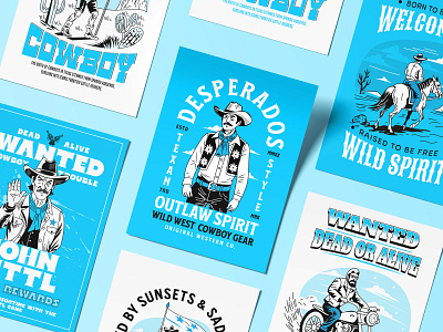 Cowboy Vector Illustration Set branding character character illustration cowboy cowgirl desert design graphicdesign illustration lettering logo old west retro rodeo sheriff typography vector vintage western wildwest