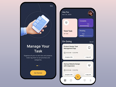 Task Management Mobile App app app design design interface design mobile app design mobile pp mobile ui mobile ux modern ui organization planning productivity productivity app project management time management ui ui design ux ux design workflow