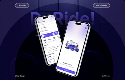 DeRide - Ride Share MVP App Design Case Study | UX/UI app design appdesign best mobile app design car booking car reservation gps tracking ios design mobile app most popular app design mvp app design rental app ride share app ride sharing app top mobile app design uber ui design uidesign ux design