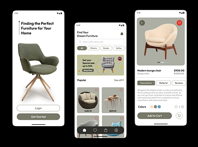 Simple Furniture Mobile App app app ui branding figma furniture mobile app prototype typograph ui user interface ux visual design