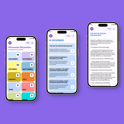 Chromatic Chronicles - Website [UX/UI Design] blog colourful montlhy news ui website