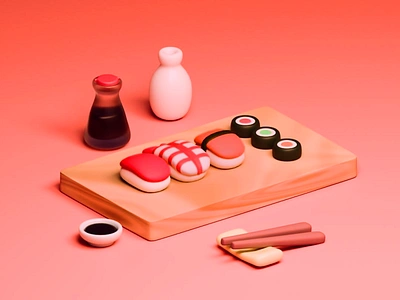 3D Sushi Delight 3d 3d sushi 3d visualization creative creative food design creative idea culinary design food food design food photography japanese cuisine japanese culture minimal 3d design modern 3d photography restaurant sushi sushi lovers sushi platter