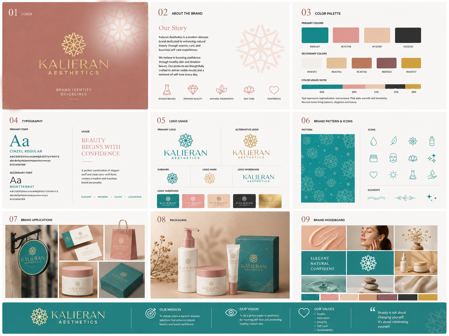Kalieran Aesthetics — Luxury Skincare Brand Identity beauty brand identity beauty branding beauty logo beauty packaging brand design brand guidelines brand identity branding design cosmetic branding cosmetic packaging logo design luxury branding luxury skincare packaging design product branding skincare brand skincare branding skincare packaging visual identity wellness branding