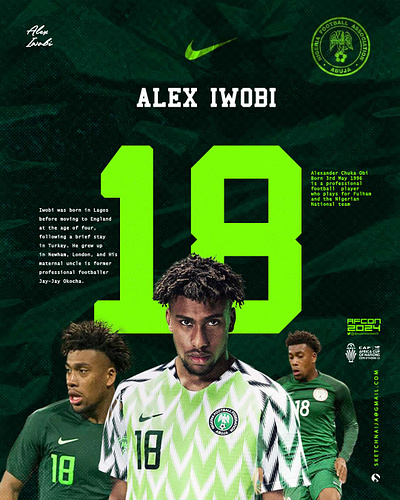 ALEX IWOBI Sports Player Profile for AFCON africa african football alex iwobi arsenal branding everton football football graphics footballer fulham graphic design soccer sports sports design