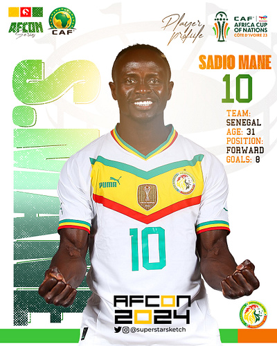 SADIO MANE Sports Player Profile for AFCON afcon africa bayern munich branding football graphic design graphics liverpool player profile sadio mane senegal soccer sports