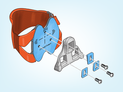 Technical illustration of an exploded view of a shoe adapter exploded view technical illustration